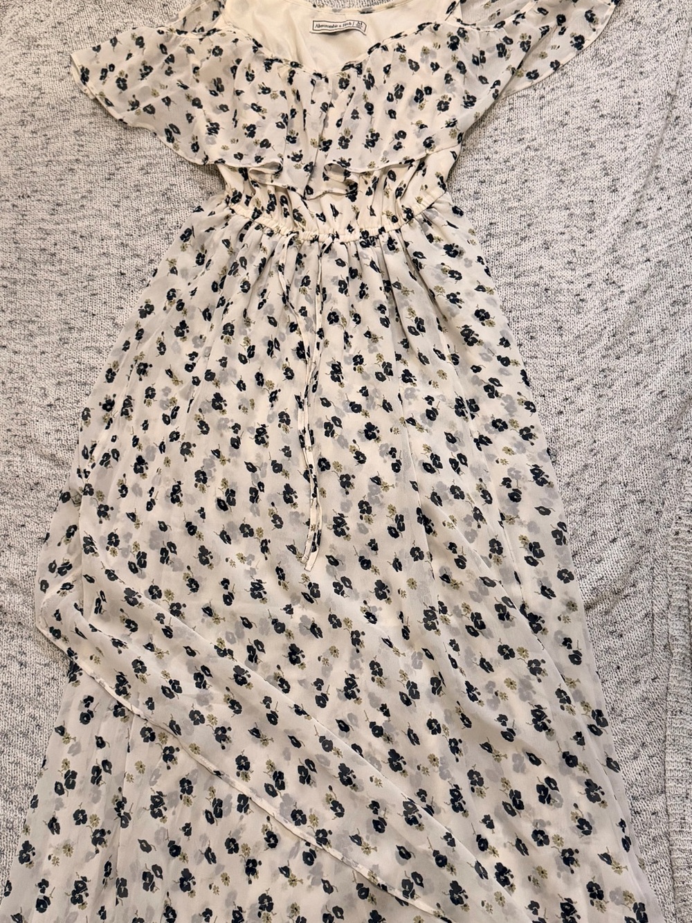 Abercrombie & Fitch Cream Maxi Dress with Black and Yellow Floral Print